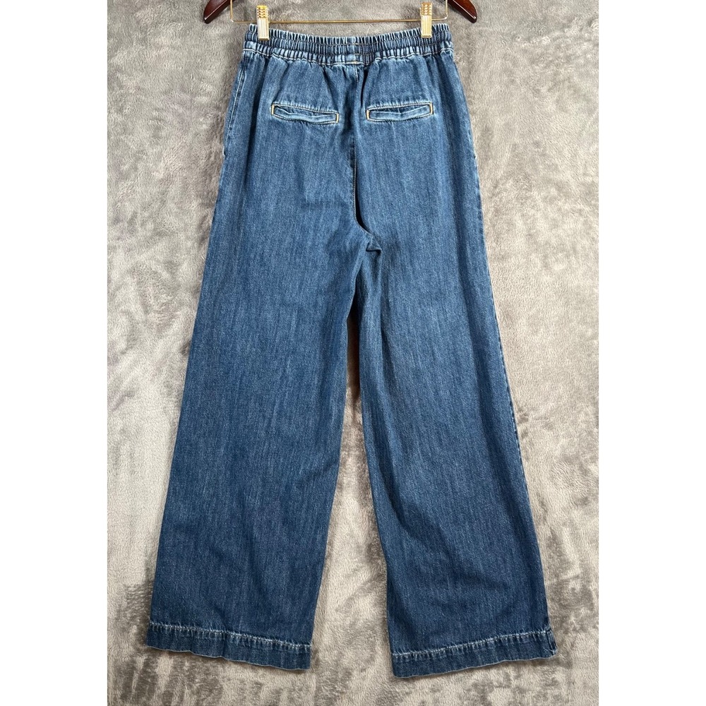Boden Pull On Denim Pants Trousers Womens Sz 0 24x30 Wide Leg Drawstring - Picture 2 of 9